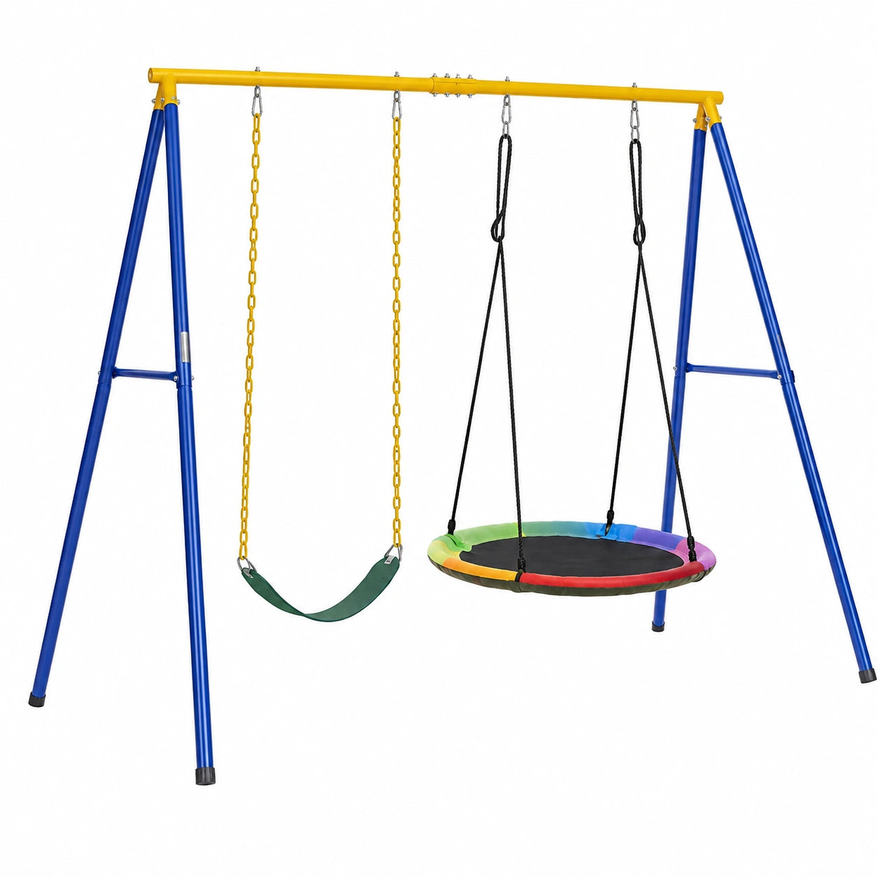 Altalena a Doppio Posto con Struttura in Metallo per Bambini e Adulti, Capacità 300 kg