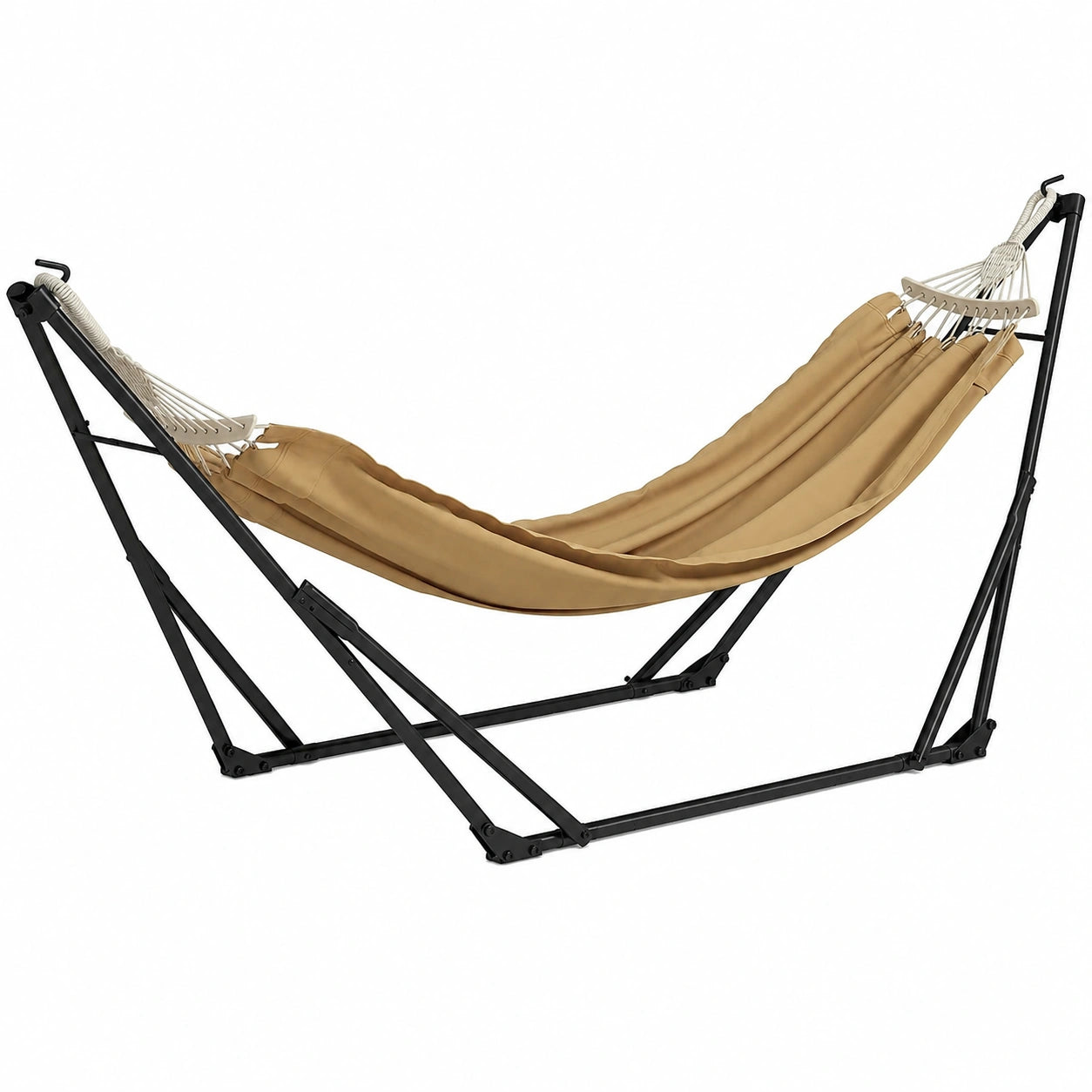 Outsunny Amaca Pieghevole in Acciaio con Borsa, Supporto 2 in 1 per Amaca e Sedia Sospesa, 263x89x100 cm