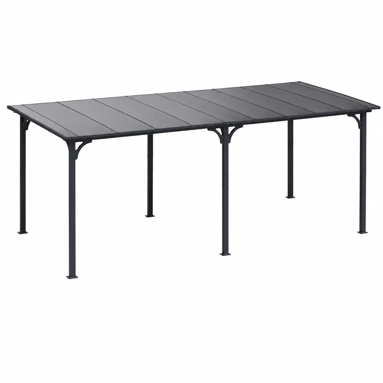 Pergola addossata moderna 5.5x3 m grigio scuro