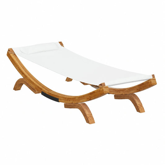 Lettino Prendisole in Legno Curvato Crema 100x188,5x44 cm