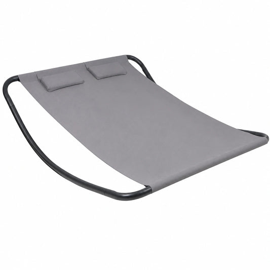 Lettino Prendisole Ergonomico in Textilene con Struttura Oscillante in Acciaio e Cuscino Poggiatesta per Esterni