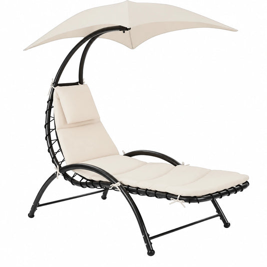 Poltrona Sospesa da Giardino con Cuscino Imbottito e Ombrellone, Design Ergonomico per Esterno