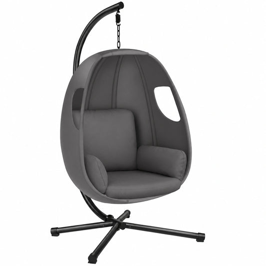 tectake® Sedia a Dondolo con Cuscino Morbido, Ideale per Giardino e Terrazza, Design Ergonomico e Resistente, Portata Massima 160 kg - Antracite