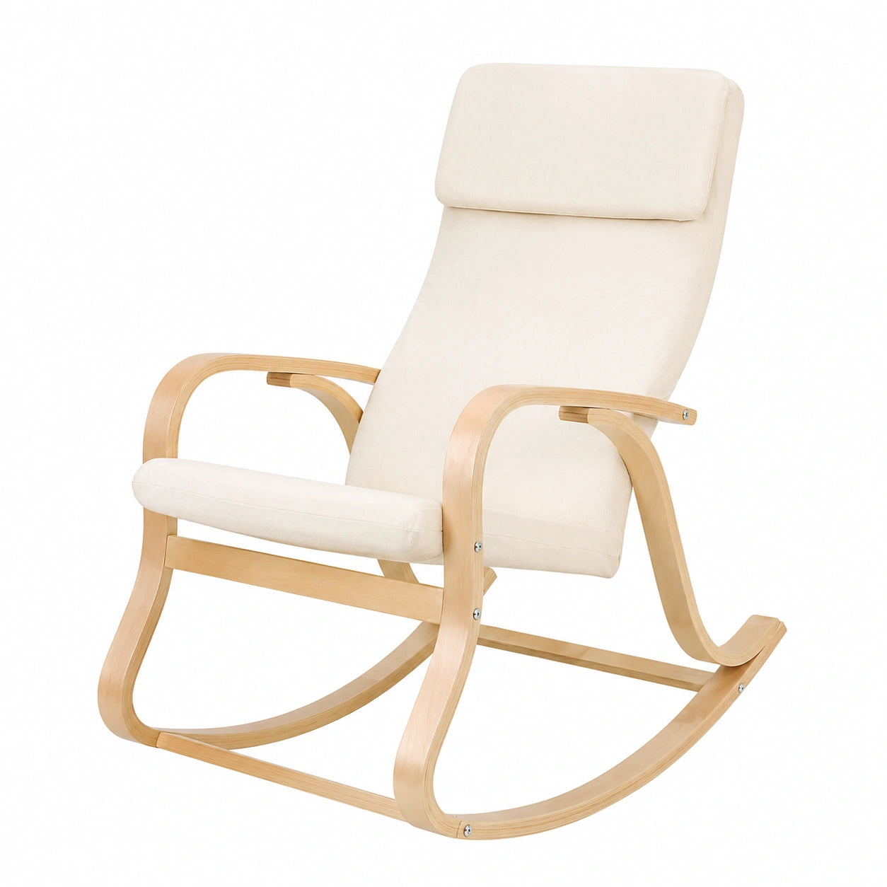 Poltrona a Dondolo Beige con Design Ergonomico, 65 x 90 x 98 cm