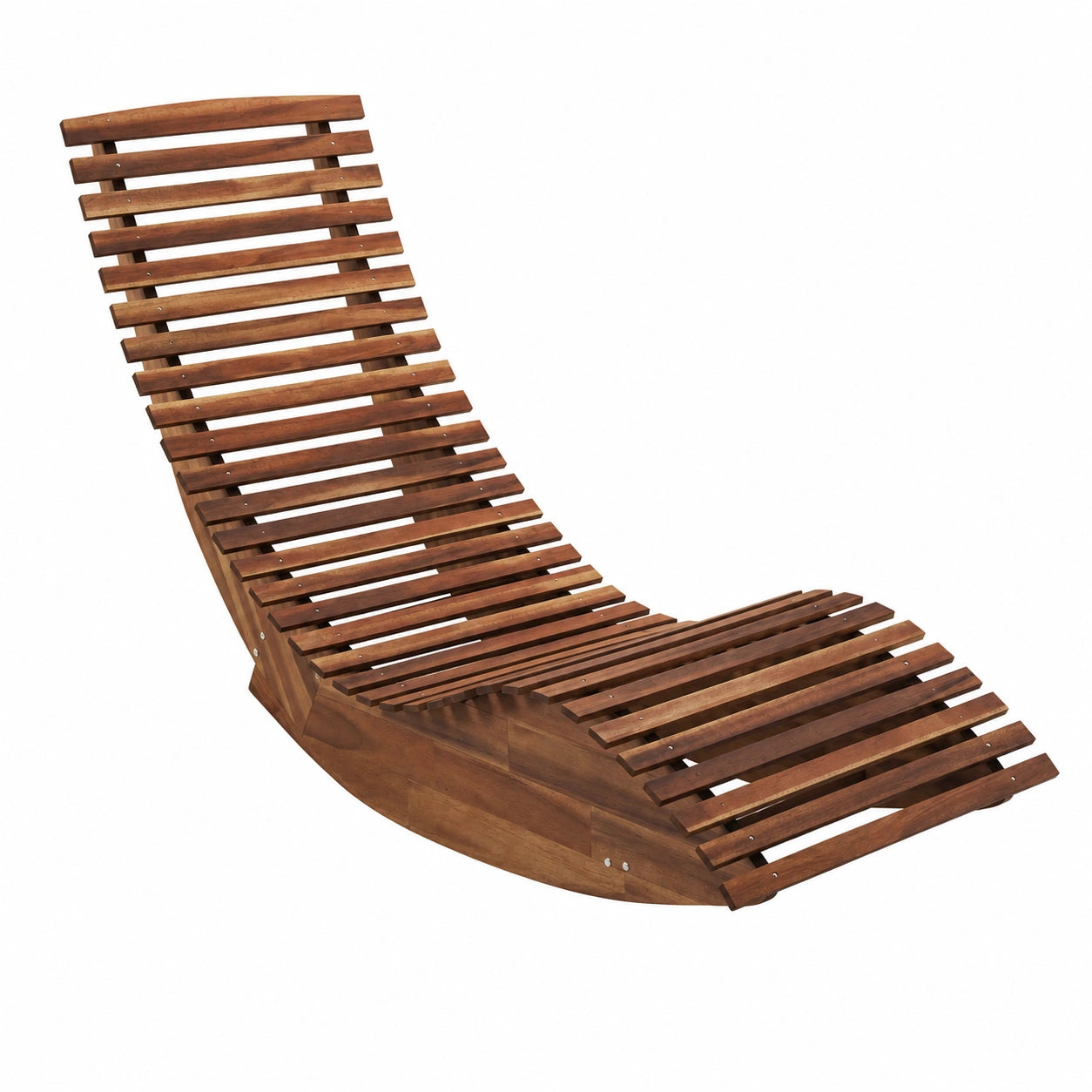 COSTWAY Sedia a Dondolo Ergonomica in Legno per Giardino, Lettino Prendisole Reclinabile, Capacità 160 kg, Dimensioni 157x60x76 cm